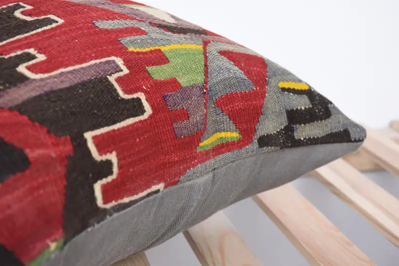 Pillow Cover, 20x20 Red Pillow, Boho Throw Cushion, Gift Pillow, Turkish Bench Pillow, Handmade Kilim Cushion, Home Decor Pillow, Yoga Pillow Case - 7