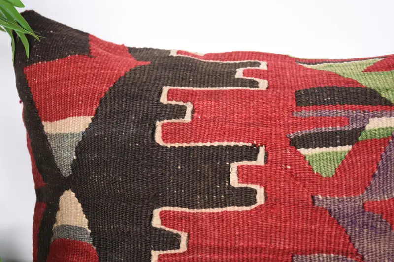 Pillow Cover, 20x20 Red Pillow, Boho Throw Cushion, Gift Pillow, Turkish Bench Pillow, Handmade Kilim Cushion, Home Decor Pillow, Yoga Pillow Case - 2