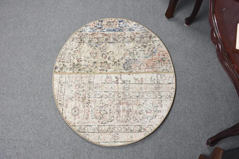 2,5x2,9 ft Halı, Yeşil & Mavi Hayvan Baskısı