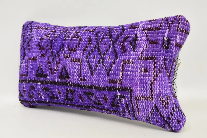 Pillow for Couch, Kilim Pillow Cover, Decorative Bolster Pillow Sham, 8x16 Purple Pillow Cover, Vintage Pillow, Authentic Cushion Cover, Pillow Sham - 4
