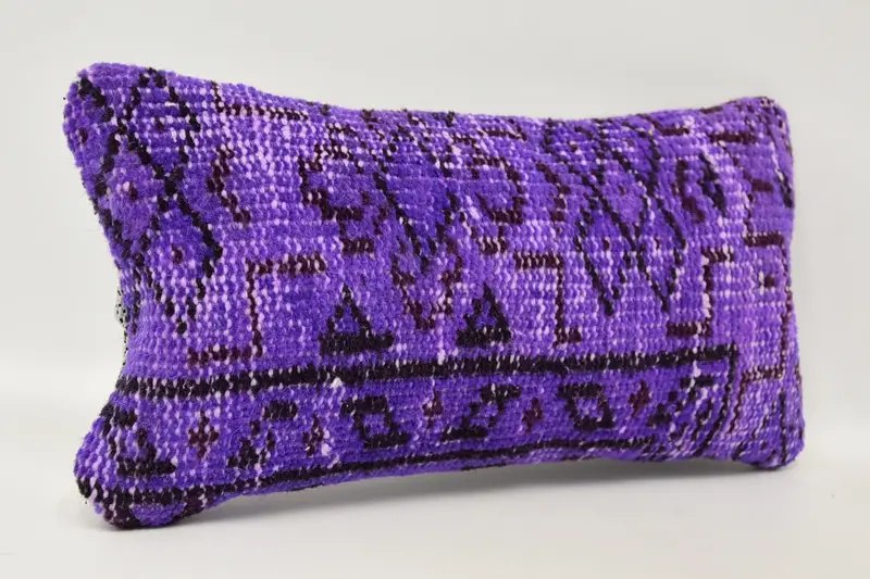 Pillow for Couch, Kilim Pillow Cover, Decorative Bolster Pillow Sham, 8x16 Purple Pillow Cover, Vintage Pillow, Authentic Cushion Cover, Pillow Sham - 3