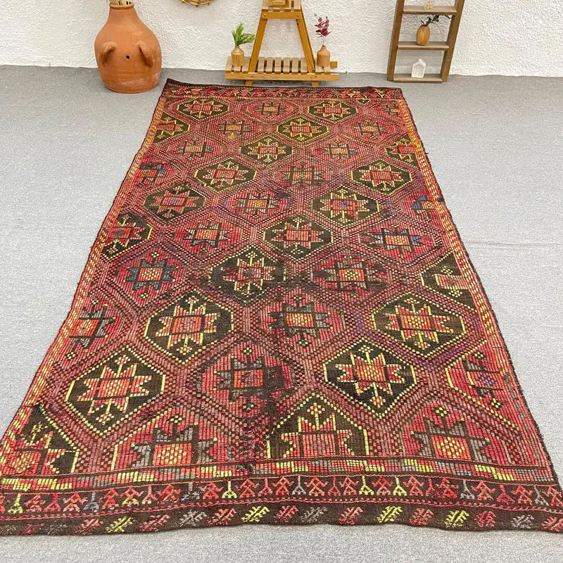 レッド オリエンタル ラグ、5.3x10 フィート エレガントな装飾