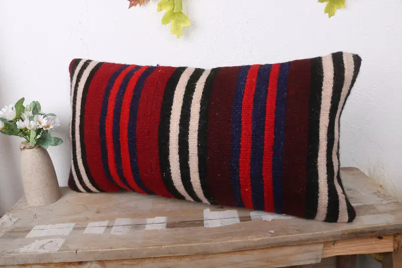 Home Decor Pillow, Vintage Pillow, Pillow Cover, 12x24 Brown Pillow Sham, Morroccon Kilim Cushion Pillow Sham, Boho Pillow Sham Cover - 4