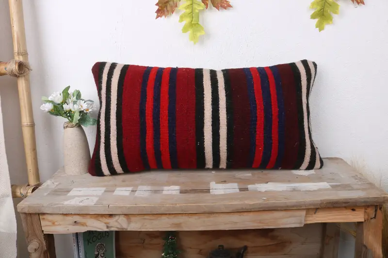 Home Decor Pillow, Vintage Pillow, Pillow Cover, 12x24 Brown Pillow Sham, Morroccon Kilim Cushion Pillow Sham, Boho Pillow Sham Cover - 1