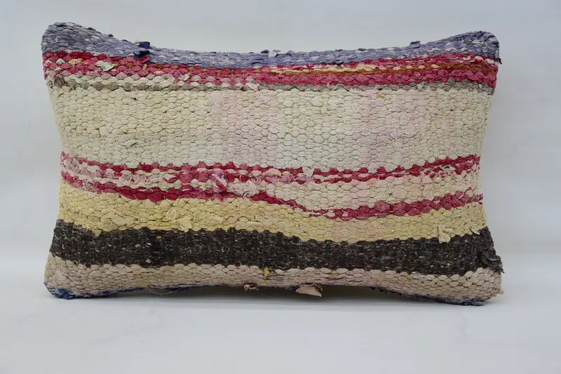 Striped Turkish Cushion Cover, Gift DesignerPink 12x20 inch Pillow Sham - 1