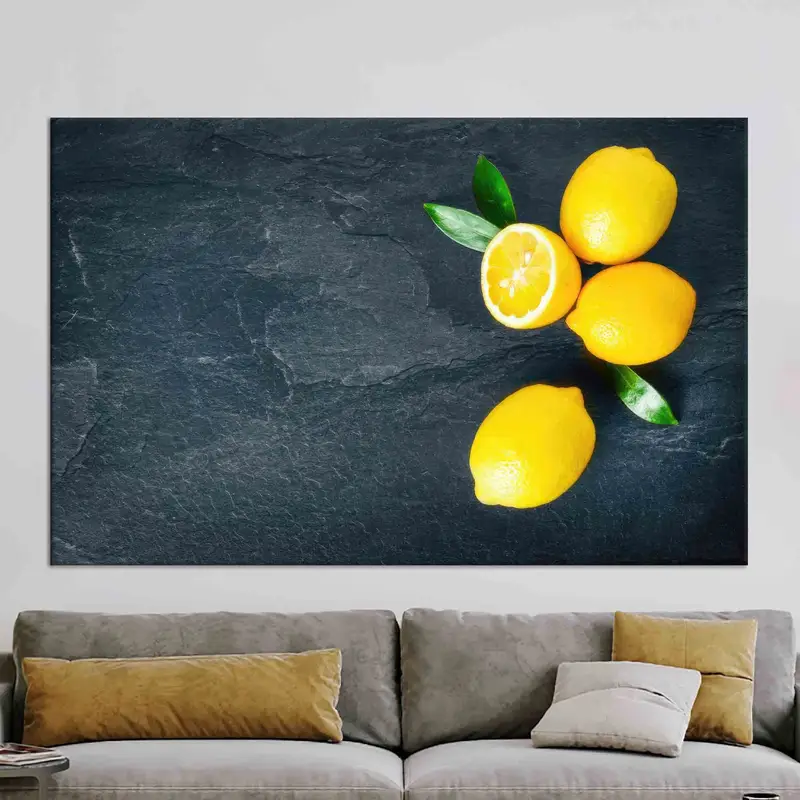 Lienzo de cocina amarillo de moda: arte impreso inspirado en el limón
