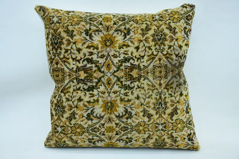 Gesticktes Ikat-Wurfkissen, vielseitiges Kissen in Beige und Gelb