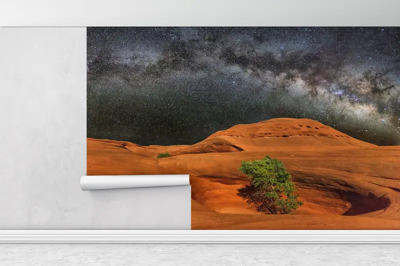 宇宙風景の壁画、空の壁画、コスモスの壁の絵画、ナイトビューウォールアート、星空の壁の絵、木の壁紙​​、 - 1