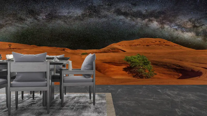 宇宙風景の壁画、空の壁画、コスモスの壁の絵画、ナイトビューウォールアート、星空の壁の絵、木の壁紙​​、 - 4
