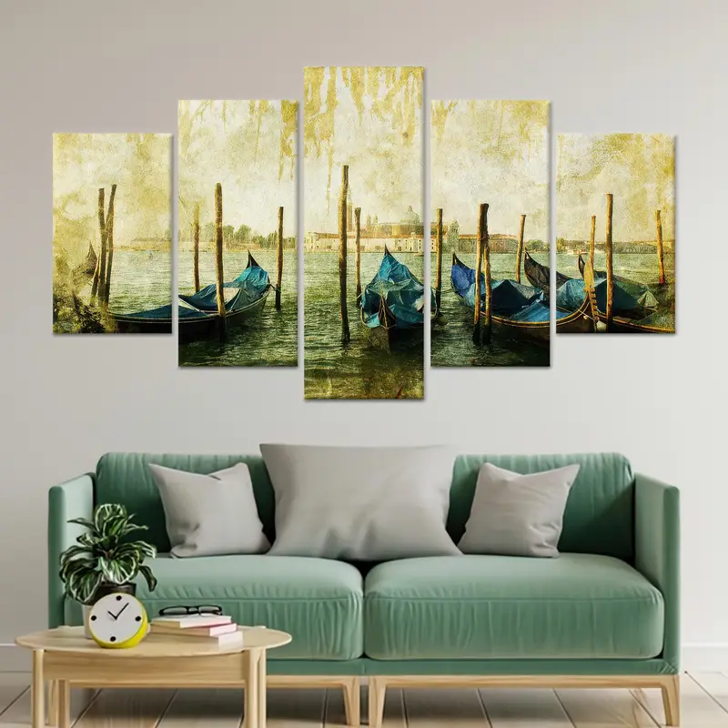 Zarif İtalya Tekne Manzarası Kanvas Tablo Tablo - Modern Soyut Sanat