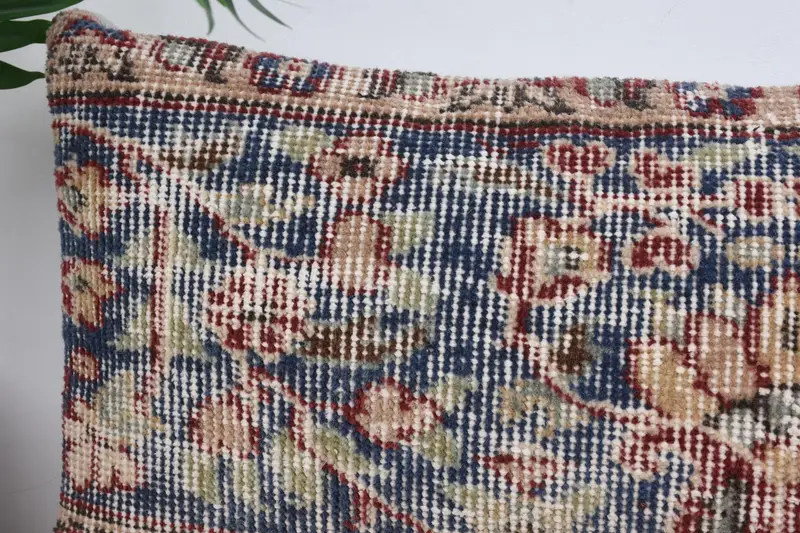Vintage Kilim Pillow, 12x24 Blue Cushion, Cushion, Art Deco Pillow Sham, Pillow for Sofa, Vintage Kilim Throw Pillow, Handmade Rug Seat Pillow Case - 2