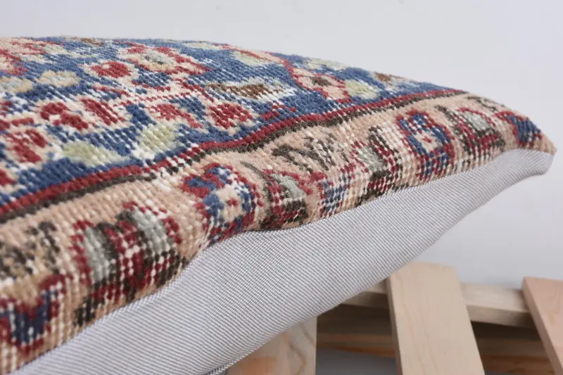 Vintage Kilim Pillow, 12x24 Blue Cushion, Cushion, Art Deco Pillow Sham, Pillow for Sofa, Vintage Kilim Throw Pillow, Handmade Rug Seat Pillow Case - 7
