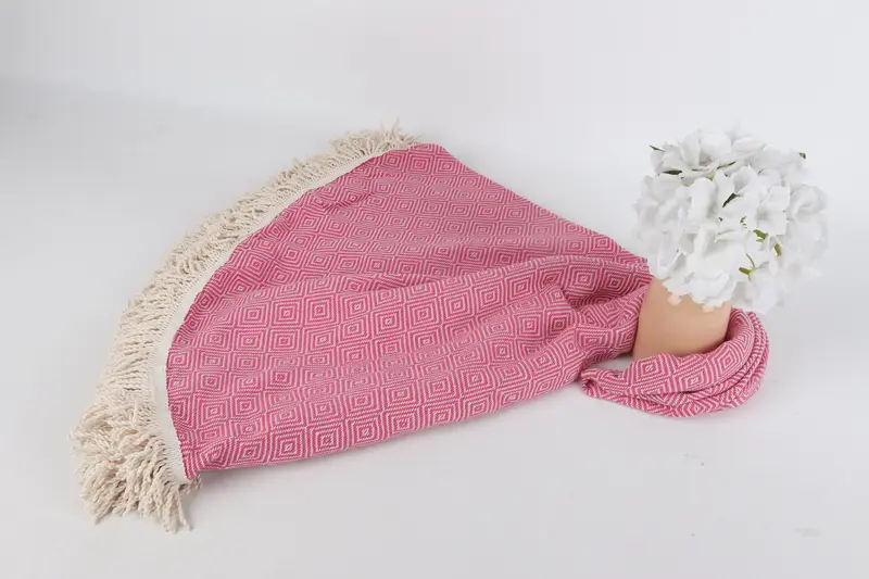 64x64 Cotton Round Diamond Towel, Xmas Gifts, Sand-free towel, Gym Towel, Absorbent Turkish towel, Personalized Turkish Beach Towel, Quick-dry towel - 5