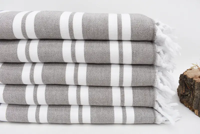 Personalized Brown Striped Terry Towel, Turkish Cotton, 67x36 Inches