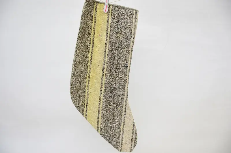 Calcetín con adornos navideños en color marrón y beige, calcetín festivo de 14 pulgadas