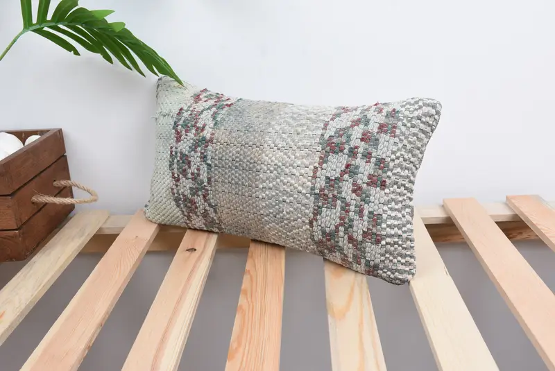 Vintage Pillow, Turkish Kilim Pillow, Pillow Case, 8x16 Gray Pillow Sham, Turkish Pillow, Living Room Throw Pillow, Bolster Throw Pillow - 5