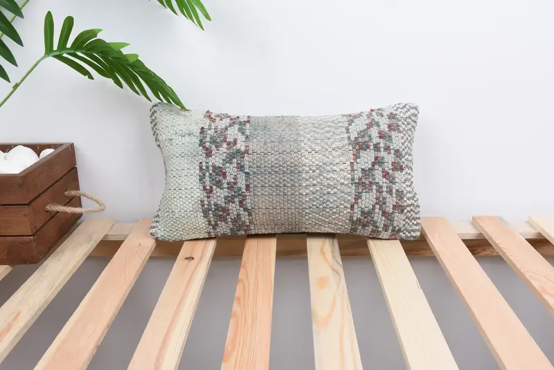 Vintage Pillow, Turkish Kilim Pillow, Pillow Case, 8x16 Gray Pillow Sham, Turkish Pillow, Living Room Throw Pillow, Bolster Throw Pillow - 1