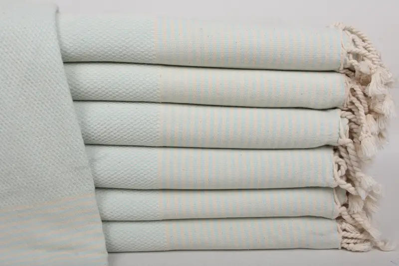 Gift For The Home, Custom 70x36 Inch Mint Striped Organic Cotton Towel