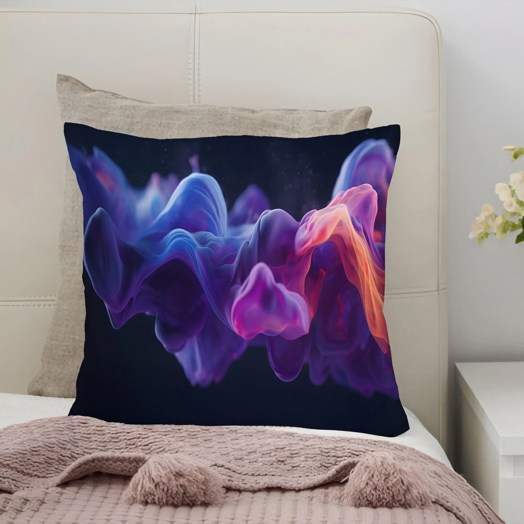 Blue Smoke Print Pillow: Modern Home Decor & Comfort - 1