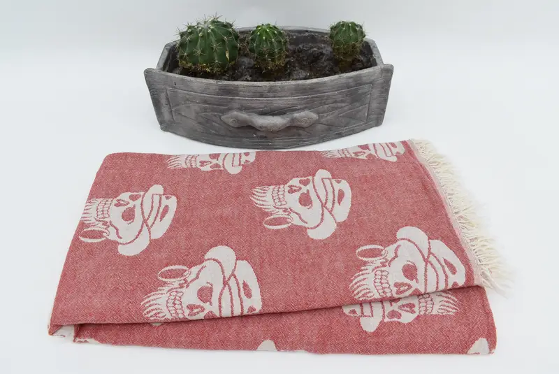Turkish bath towel, Best Friend Gift, 70x36 Cotton Skull Patterned Towel, Merry Christmas Gifts, Custom Name Towel, Monogram Towels, Summer Gift - 4