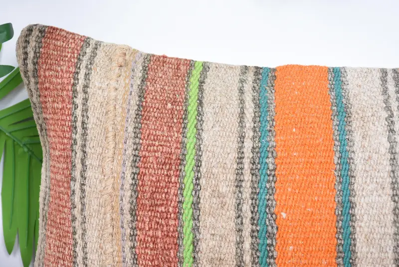 Meditasyon Yastığı Sham, Tezgah Yastığı, Ev Dekoru Yastığı, İç Tasarımcı Yastığı, Antika Yastık, 12x24 Turuncu Yastık Kasası, Yastık - 2