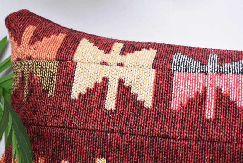 Vintage Throw Pillow Sham, 12x36 Red Cushion, Vintage Pillow, Kilim Pillow Cover, Hippie Throw Pillow Sham, Boho Pillow, Cushion - 2