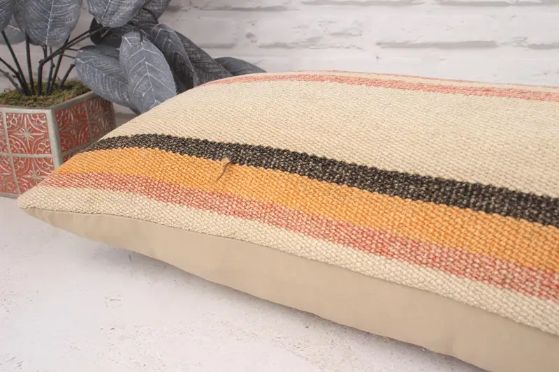 Handwoven Cushion Cover, Pillow for Sofa, Cushion Cover, Kilim Pillow Cover, Pillow for Couch, 12x36 Beige Pillow, Bohemian Cushion Cushion Cover - 6