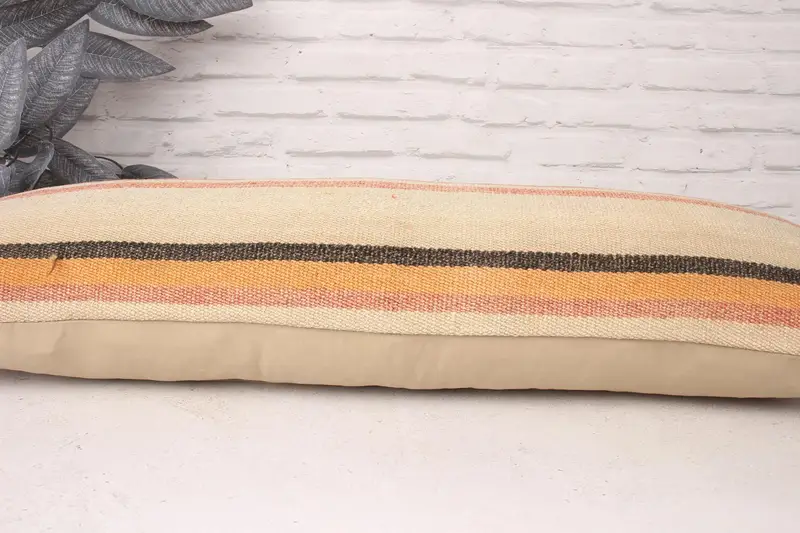 Handwoven Cushion Cover, Pillow for Sofa, Cushion Cover, Kilim Pillow Cover, Pillow for Couch, 12x36 Beige Pillow, Bohemian Cushion Cushion Cover - 5