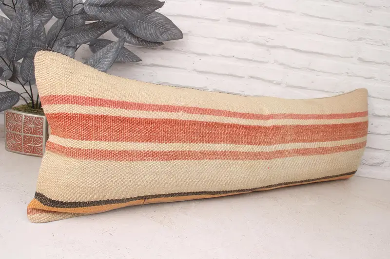 Handwoven Cushion Cover, Pillow for Sofa, Cushion Cover, Kilim Pillow Cover, Pillow for Couch, 12x36 Beige Pillow, Bohemian Cushion Cushion Cover - 3