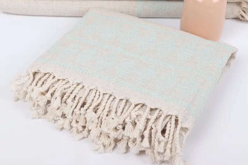 Embroidered Towel, Halloween Gifts, 70x36 Linen Kilim Design Towel, Large Turkish Towel, Turkish Beach Towel Monogram, Organic Turkish towel - 5