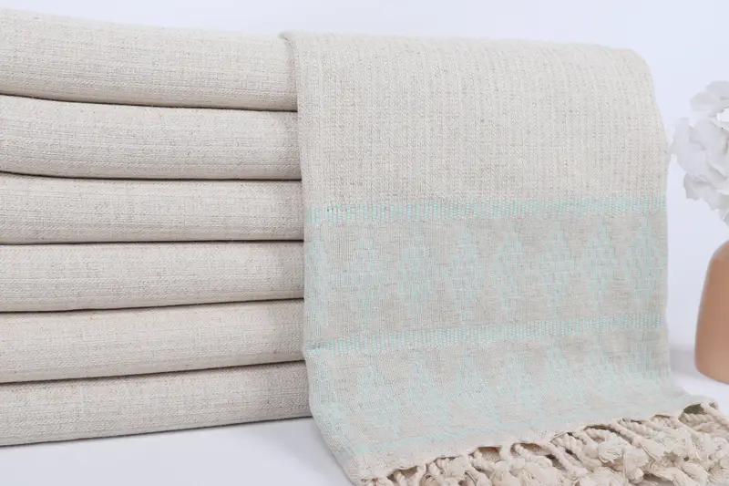 Embroidered Towel, Halloween Gifts, 70x36 Linen Kilim Design Towel, Large Turkish Towel, Turkish Beach Towel Monogram, Organic Turkish towel - 2