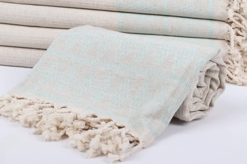 Embroidered Towel, Halloween Gifts, 70x36 Linen Kilim Design Towel, Large Turkish Towel, Turkish Beach Towel Monogram, Organic Turkish towel - 4