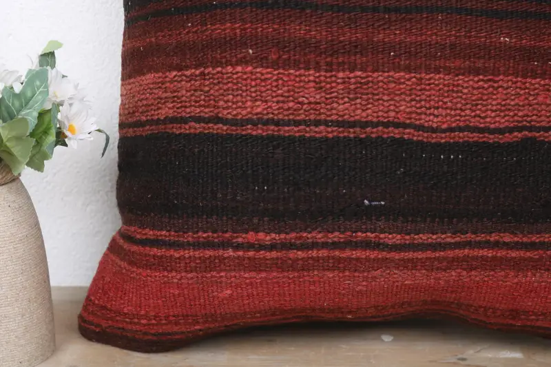 Handgefertigter Kilimkissen, 18x18 Gehäuse Roter Kissen, ethnischer Kilimteppichkissen, Kissenbezirk, Hippie -Wurfkissenschein, Kilim -Kissenbedeckung - 3