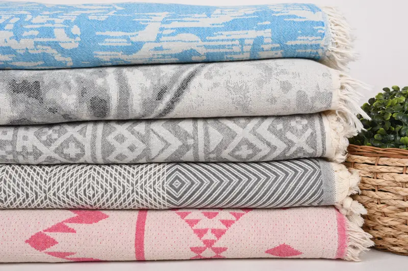 Shower Curtain, Boho Throw Blankets, Woven Blanket, Custom Blanket, Gift For The Home Decor, Personalized Gift For Him, 80x60 Cotton Set of 5 Towel - 3