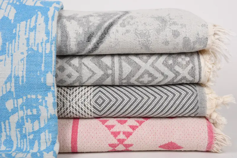 Shower Curtain, Boho Throw Blankets, Woven Blanket, Custom Blanket, Gift For The Home Decor, Personalized Gift For Him, 80x60 Cotton Set of 5 Towel - 1