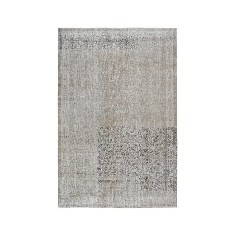 Vintage Turkish Large Rug 6.3x9.8 ft (193x299 cm), Gray Solid Oushak Rug - 1