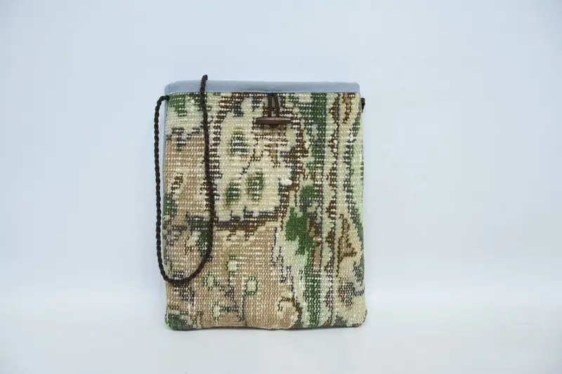 ヴィンテージモチーフのスチームパンクウールショルダーバッグ、キリムバッグ