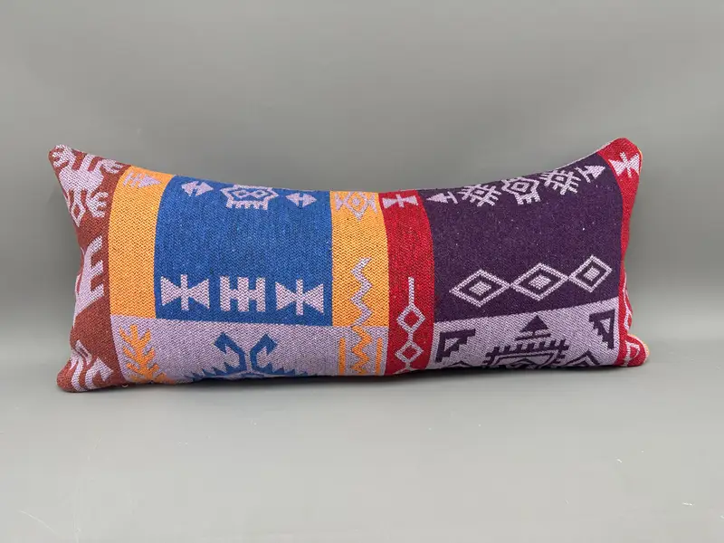 Kilim Pillow Cover, 16x36 Purple Pillow Sham, Ikat Pillow Cover, Pillow, Gift Pillow, Boho Pillow Sham Cover, Farmhouse Cushion Case - 4