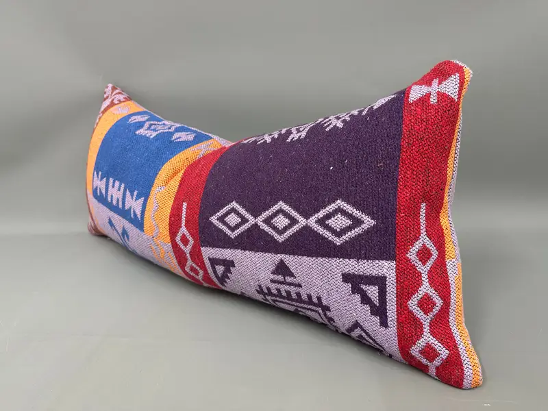Kilim Pillow Cover, 16x36 Purple Pillow Sham, Ikat Pillow Cover, Pillow, Gift Pillow, Boho Pillow Sham Cover, Farmhouse Cushion Case - 3
