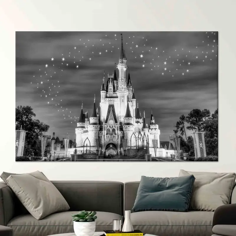 Büyüleyici Disneyland Yıldızlı Gökyüzü Kız Odası Dekoru için Kanvas