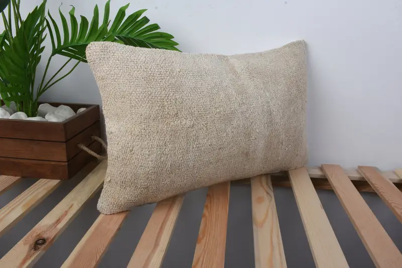 Cushion Case, Home Decor Pillow, Wholesale Cushion Cover, Vintage Kilim Pillow, Sofa Bolster Pillow Sham, 12x20 Beige Cushion, Gift Pillow - 4