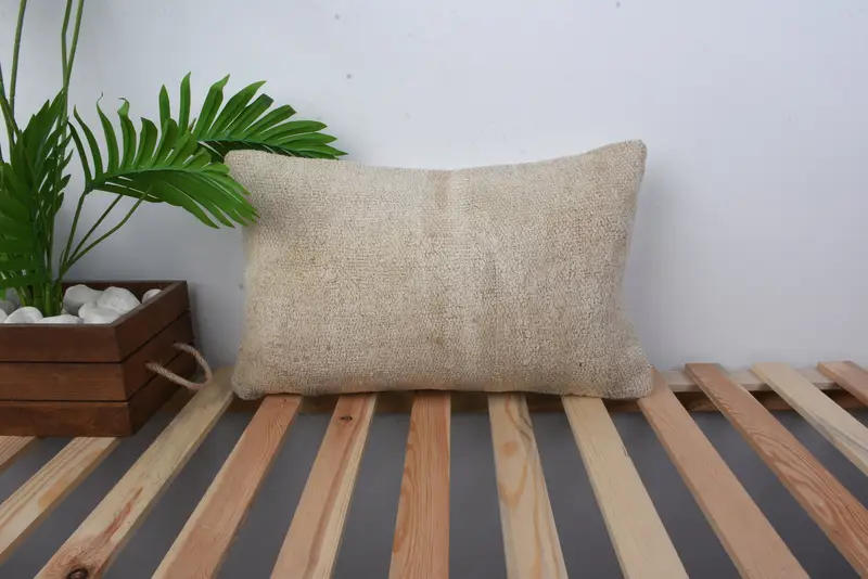 Cushion Case, Home Decor Pillow, Wholesale Cushion Cover, Vintage Kilim Pillow, Sofa Bolster Pillow Sham, 12x20 Beige Cushion, Gift Pillow - 1