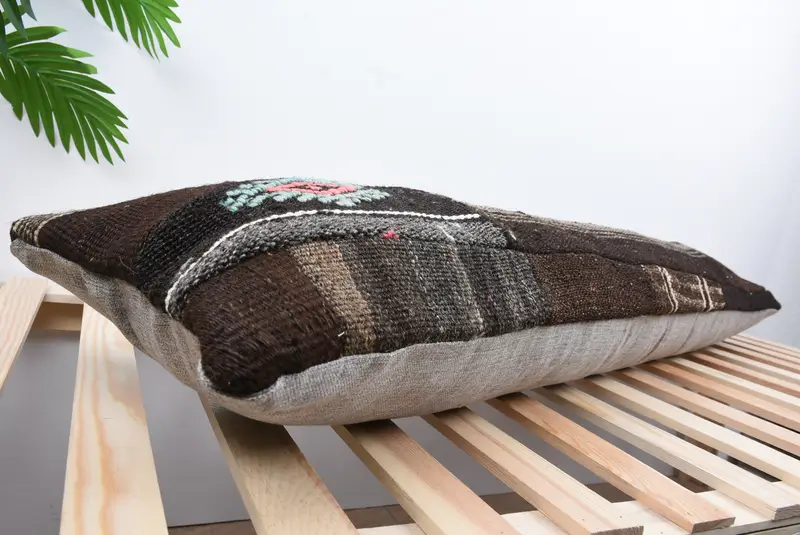 Pillow, Retro Throw Pillow Cover, Ethnic Throw Cushion Cover, Handmade Kilim Cushion, Kilim Pillow, 12x48 Brown Pillow, Home Decor Pillow - 6