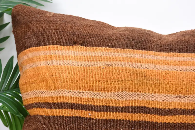 Customized Cushion Cover, Kilim Cushion Sham, 20x28 Brown Cushion Case, Retro Throw Pillow, Pillow Cover, Handmade Kilim Cushion, Kilim Pillow - 2