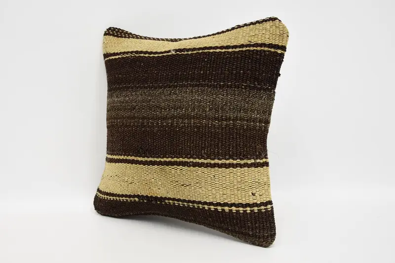 Boho Throw Cushion, Cushion Cover, 12x12 Brown Pillow Sham, Turkish Pillow, Handmade Kilim Cushion, Lounge Throw Cushion Cover, Turkish Kilim Pillow - 4