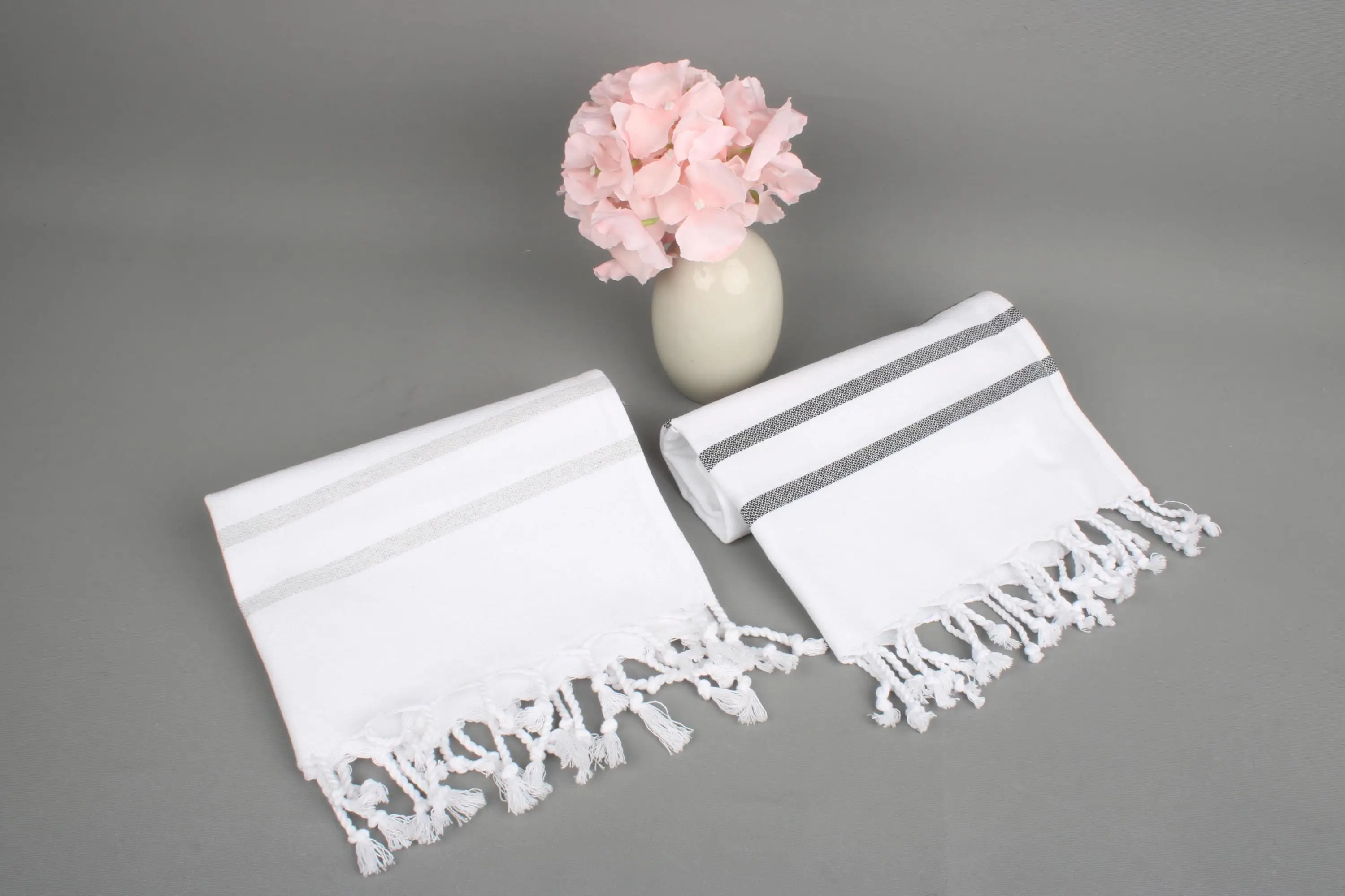 Personalized Kitchen Towel Organic Cotton Striped Bridesmaid Gift, 18x40 Inches - 1