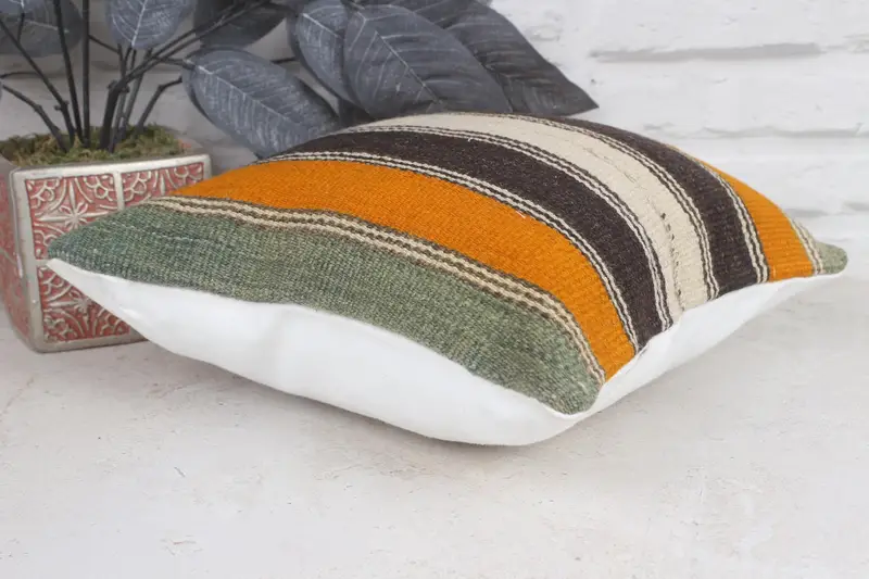 Pillow, Handmade Kilim Cushion, Pet Cushion Cover, Shabby Chic Cushion Case, 12x12 Brown Cushion, Throw Kilim Pillow, Boho Pillow Sham Cover - 6