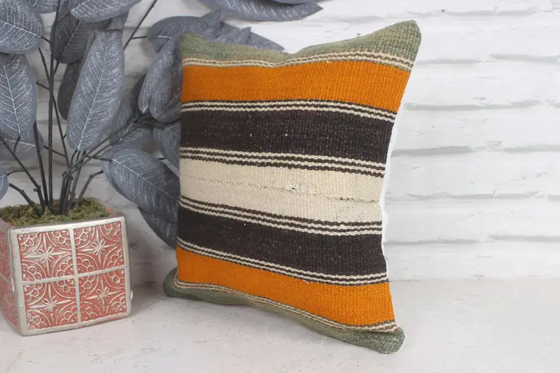 Pillow, Handmade Kilim Cushion, Pet Cushion Cover, Shabby Chic Cushion Case, 12x12 Brown Cushion, Throw Kilim Pillow, Boho Pillow Sham Cover - 3