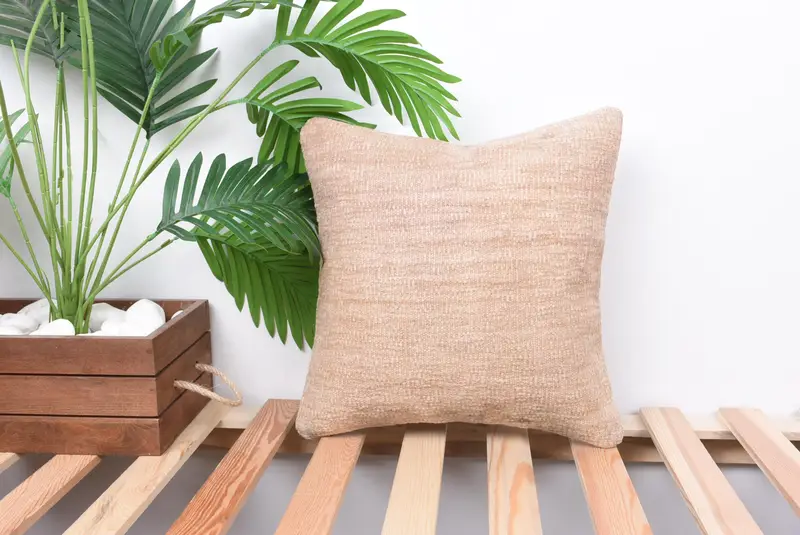 Vintage Kilim Pillow, Vintage Pillow, Boho Pillow Sham Cover, 14x14 Pink Cushion, Home Decor Pillow, Pillow Case, Floor Cushion Case - 1