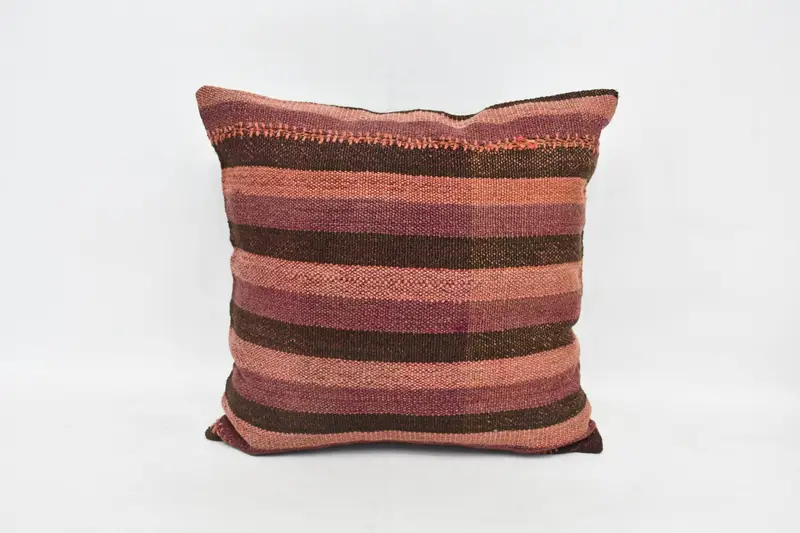 Antique Pillows, Retro Throw Pillow Cover, Interior Designer Pillow, Kilim Cushion Sham, 20x20 Brown Cushion Case, Cushion Case - 1